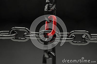 A metal chain with a quick red fix Stock Photo