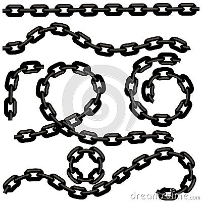 Metal Chain Set Vector Illustration