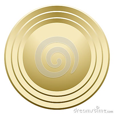 Metal circle realistic mockup. Golden round medal Vector Illustration