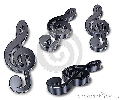 Metal clefs on white background Stock Photo