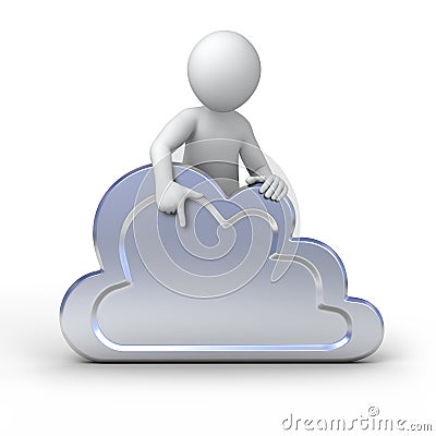 Metal cloud and 3d human Stock Photo