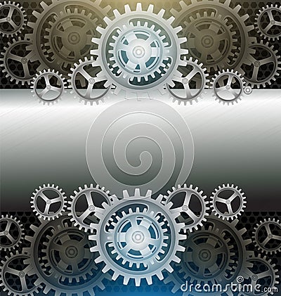 Metal Cogs wheels black color background Vector Illustration