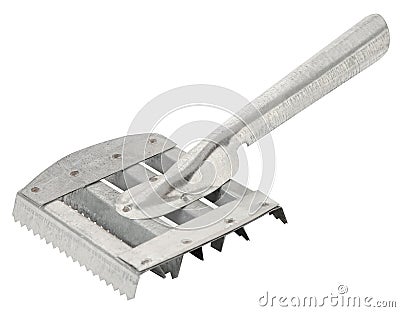 Metal comb for domestic animals cows, horses isolated. Stock Photo