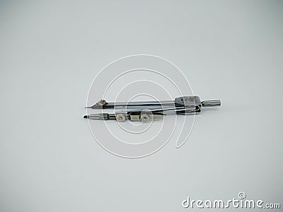 Metal Compass Drafter On White Background Stock Photo