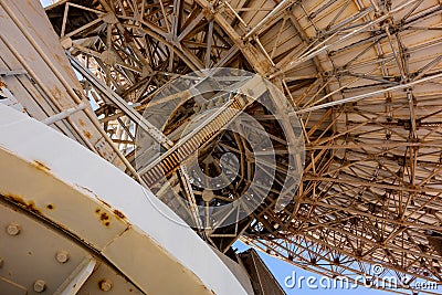 The metal construction of The Big Dish telescope at Carnarvon Space and Technology Museum, Western Australia Editorial Stock Photo