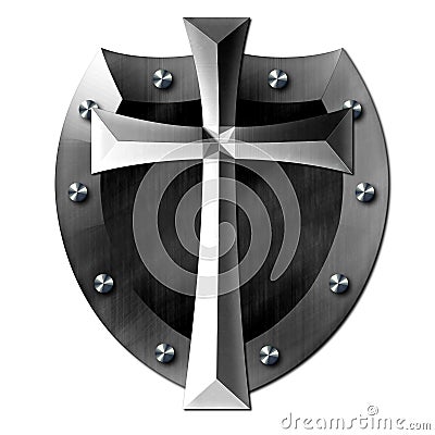 Metal Cross Shield of GOD Cartoon Illustration