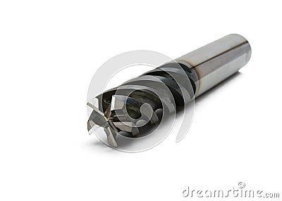 Metal cutting lathe milling tool on a white background Stock Photo
