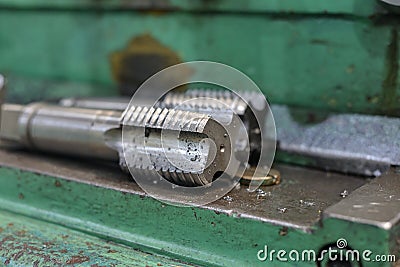 Metal cutting tools for turning and milling machines. Large diameter tap for internal threading Stock Photo