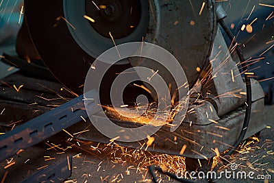 Metal cutting or welding in manufactory Stock Photo