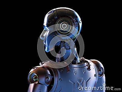 Metal cyborg or robot Stock Photo