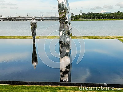 Metal decorative figure in the fountain Editorial Stock Photo