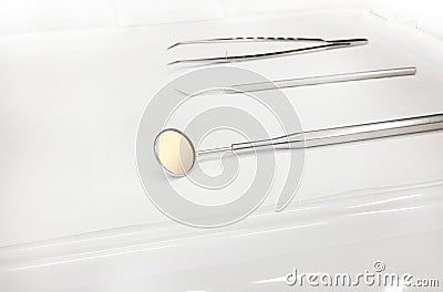 Metal dentistry tools put next to each other in a room Stock Photo