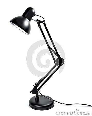 Metal desktop lamp, black lamp, isolated Stock Photo