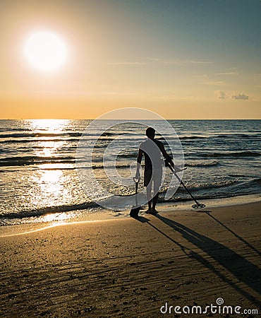 Metal detecting Stock Photo