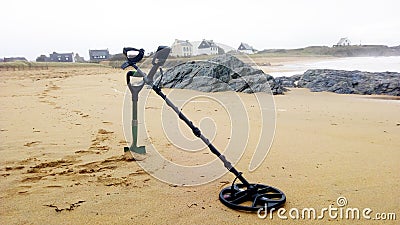 metal detector at the beach on the sand Editorial Stock Photo