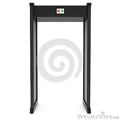 Metal detector scanner. 3D render isolated on white. Stock Photo