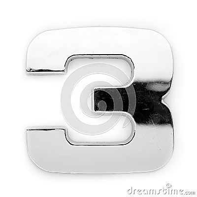 Metal digit - 3 Stock Photo