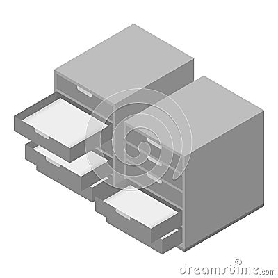 Metal drawer icon, isometric style Vector Illustration