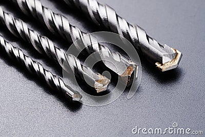 Metal drill bits for concrete, Boers for perforator Stock Photo