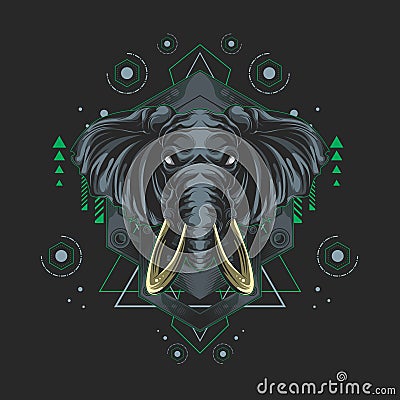 Metal elephant sacred geometry Vector Illustration