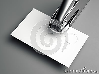 Metal embosser with blank business card. 3d rendering Stock Photo