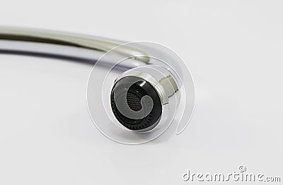 Metal faucet on white background Stock Photo