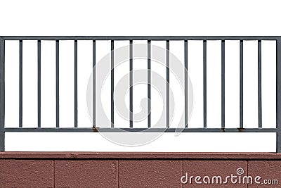 Metal fence and cement wall isolated Stock Photo