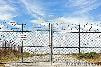 Metal Fence is Locked Closed Stock Photo