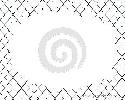 Metal fence mesh netting with a hole. Vector mockup Vector Illustration