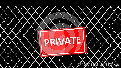 Metal fence with red sign Stock Photo