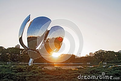 Metal Flower sculpture located in Recoleta, Buenos Aires, Argentina Editorial Stock Photo