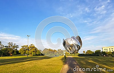 Metal flower in the United Nations Plaza, Buenos Aires, Argentina. Editorial Stock Photo