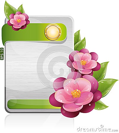 Metal form with violet flowers Vector Illustration