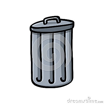 Trash can cartoon on white background Stock Photo