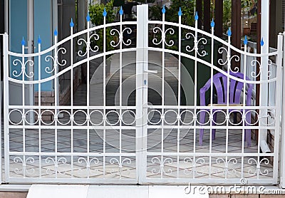 Metal gate of private garage Stock Photo