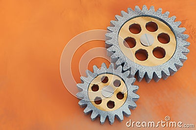 Metal gear mechanic machine engineering design rust background steel wheel Stock Photo