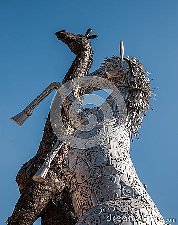 Metal giraffe sculpture Asia Editorial Stock Photo