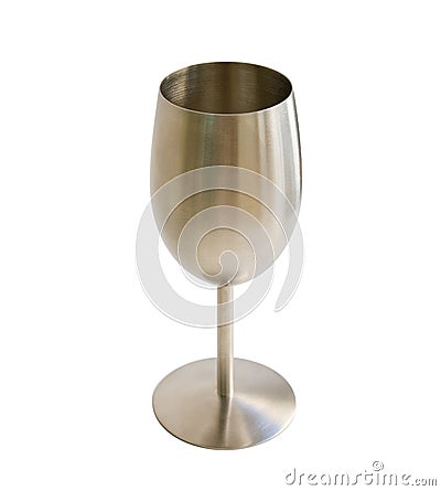 Metal goblet for wine isolated on white Stock Photo