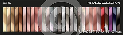 Metal gradient color set. Chrome texture surface background template for screen, mobile, digital, web. Metallic and chromium shade Vector Illustration
