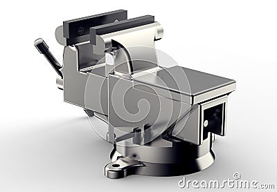 Metal gray vice isolated on a white background Stock Photo