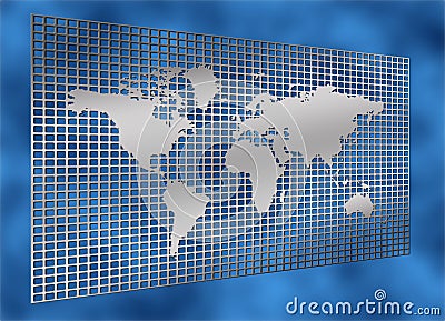 Metal grid world map Stock Photo