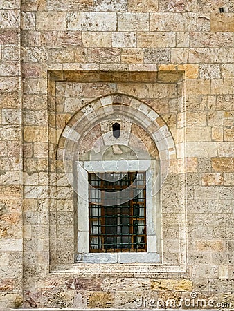 Window of Bursa Grand Mosque (Ulu Camii) in Bursa, Turkey Stock Photo