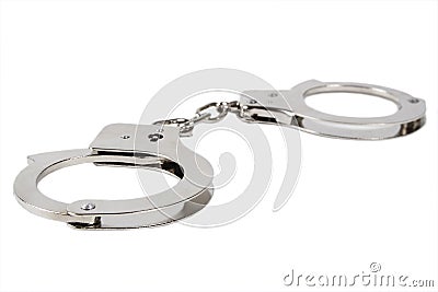 Metal handcuffs isolated Stock Photo