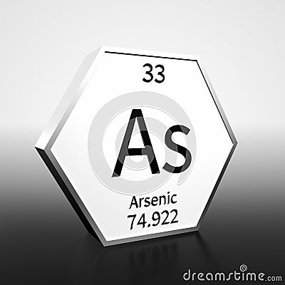 Periodic Table Element Arsenic Rendered Black on White on White and Black Stock Photo