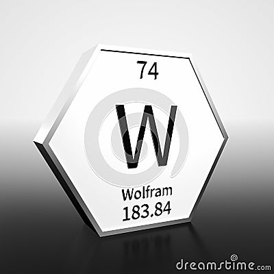 Periodic Table Element Wolfram Rendered Black on White on White and Black Stock Photo