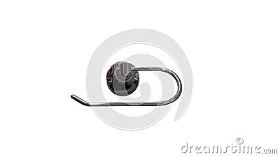 Chrome plated toilet paper holder isolated on white background,close-up,paper holder Stock Photo