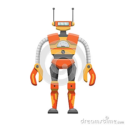 Metal Humanoid Robot with Antennae Illustration Vector Illustration