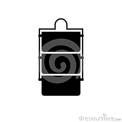 Metal indian tiffin box silhouette icon Vector Illustration