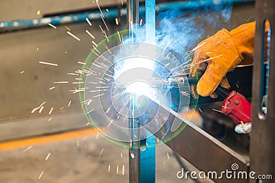 Metal inert gas (MIG) welding Stock Photo