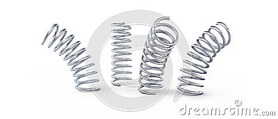 Metal jumping spring isolated on a white background 3D illustration, 3D rendering Cartoon Illustration